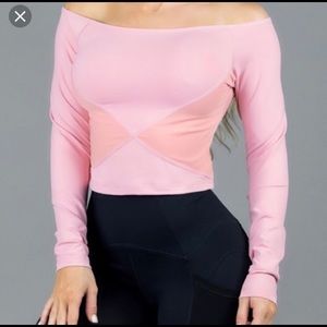 Buffbunny Casandra Crop- Pearl Pink LS top